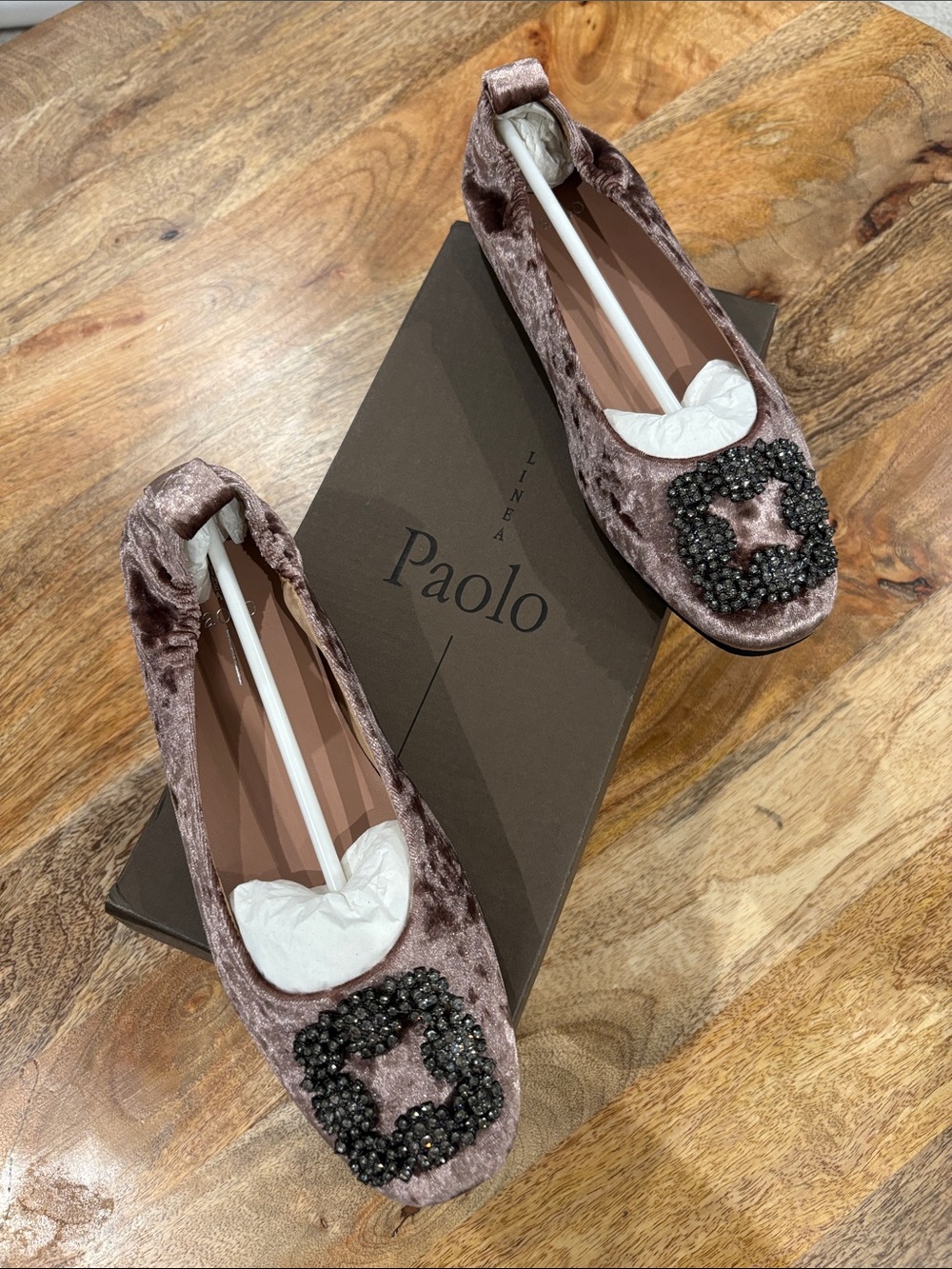 Linea Paolo Mulberry Velvet MINAX Ballet Flats (New with Box)